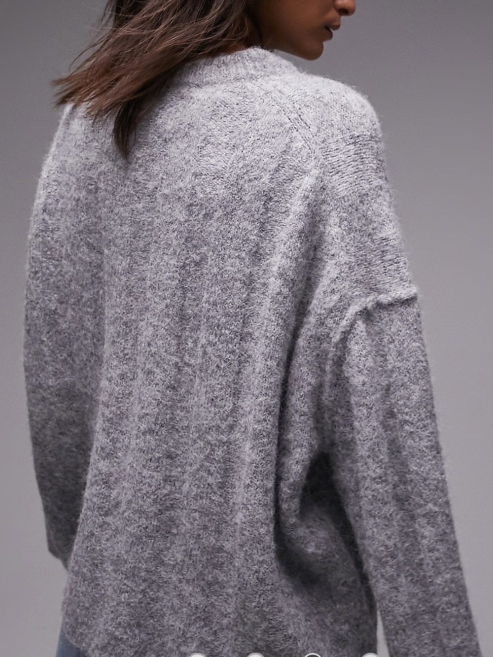 Topshop Women’s Heather Gray Oversized Crewneck Sweater - Picture 2 of 7